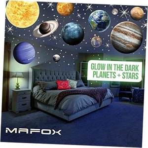 Glow in The Dark Planets, Bright Solar System Wall Stickers -Sun Earth Mars - Picture 1 of 7