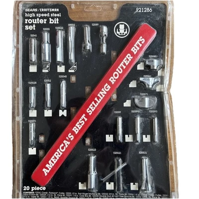 New Vintage Sears Craftsman 20 Piece High Speed Steel Router Bit Set 921286 - Image 1 of 4