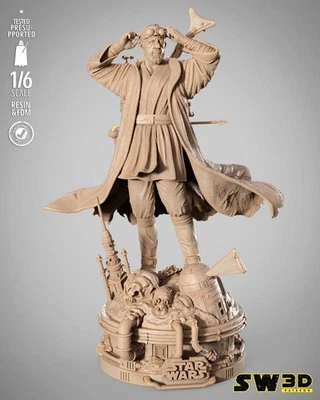Old Ben ObiWan Kenobi Sculpture 3D Printed star wars 5 pieces GREY - 9 in - Image 1 of 4