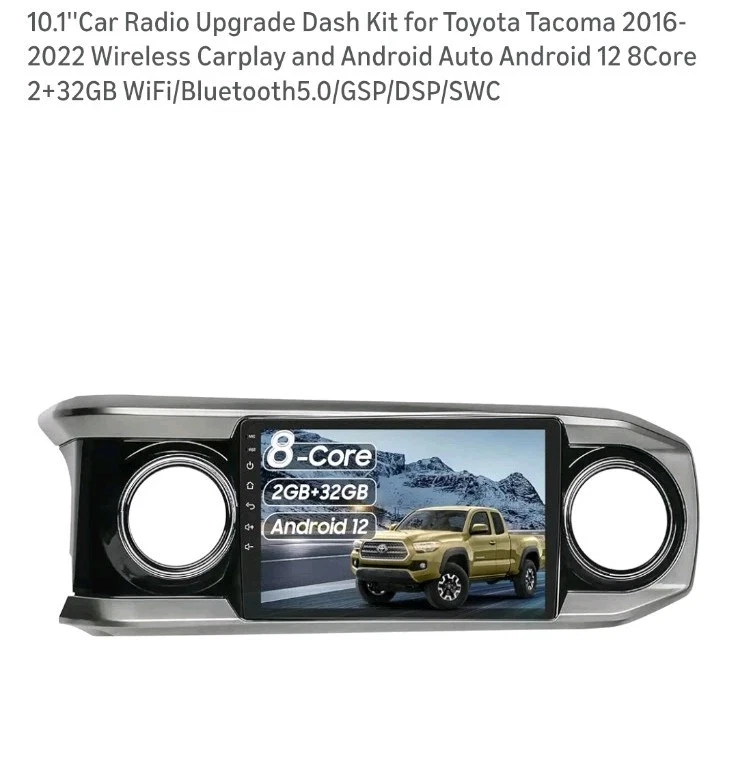 Car Radio Stereo Upgrade for Toyota Tacoma 2016-2022 with Android12/5G WiFi/W... - Image 1 of 1