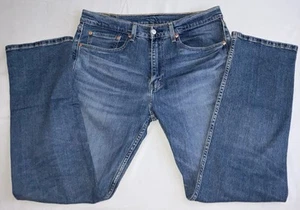Jeans Uomo Levi's 505 Straight Fit 34x32 Zip Fly Blu Usato Ottime Condizioni - Foto 1 di 16