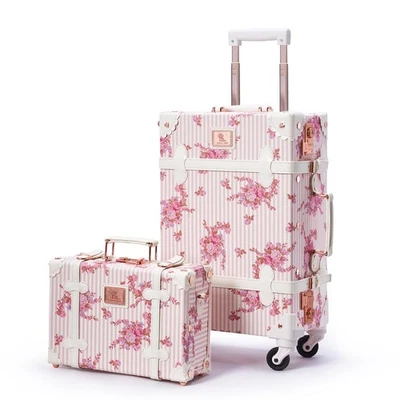 2 Piece Vintage Luggage Set, 20" Women Carry On Suitcase Set with TSA Lock, F... - Image 1 of 4