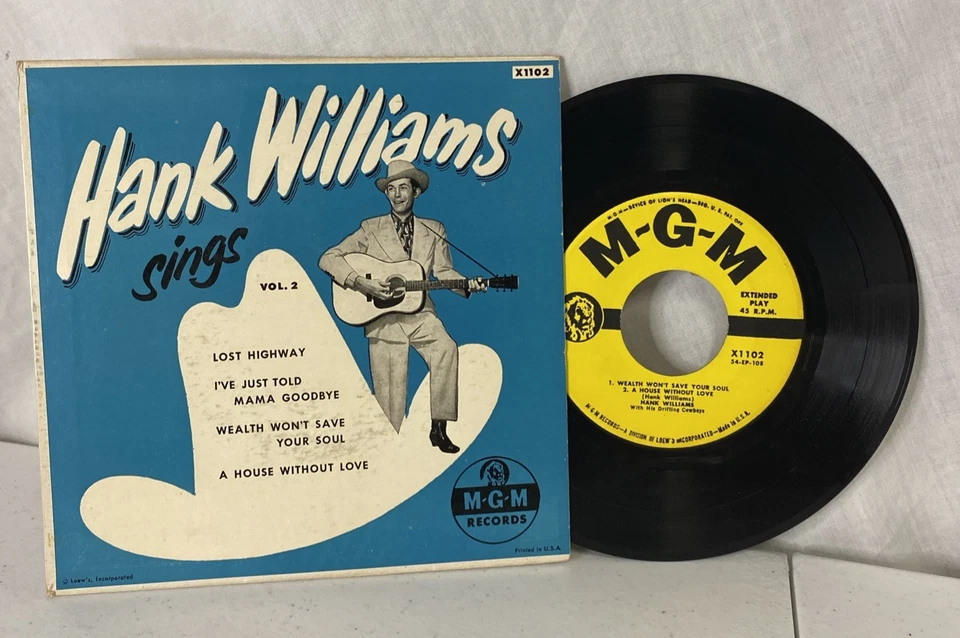 1950s HANK WILLIAMS "Lost Highway" MGM X1102 7" EP 45 RPM with PICTURE SLEEVE - Image 1 of 4
