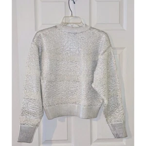 Maglione maglia Koko + Mason argento metallizzato scintillante moderno party top donna M nuovo con etichette - Foto 1 di 9