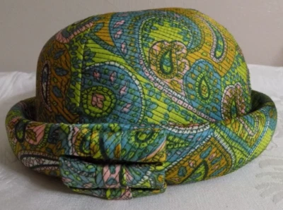 Sombrero cubo vintage años 60 groovy psicodélico paisley verde naranja rosa azul Foto 1 de 4