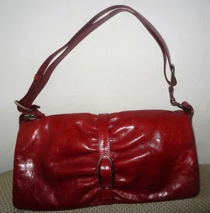 KENNETH COLE NEW YORK DARK RED BURGUNDY LEATHER MAGNETIC FLAP SHOULDER BAG - Picture 1 of 8