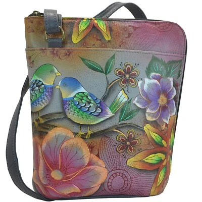 Anuschka RETIRADO #493 BLB "AVES FELICES" Dos Caras Cremallera Viaje Org 9x10x3 Nuevo con Etiquetas Foto 1 de 4