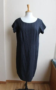 Vintage 60's Betty Higgins Waikiki Black Linen Hawaiian Dress XL - Picture 1 of 4