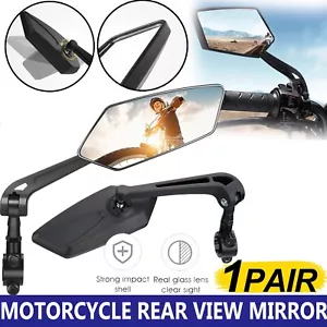 Universal Motorcycle Bike Bar End Rear Side View Mirrors Cafe Racer Street Glide - Picture 1 of 11
