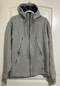 Nike AIR JORDAN Full Zip Tech Hoodie LARGE Heather Gray 688990-063 Zip Pockets - Picture 1 of 9