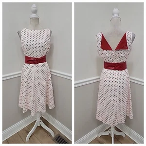 VTG 90’s Danny & Nicole Women’s Dress Size 8 White Red Polka Dot Fit & Flare - Picture 1 of 7