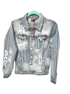 Girls Size 12 Looney Tunes Denim Jacket Haus Of Jr Bugs Bunny Distressed - Picture 1 of 5