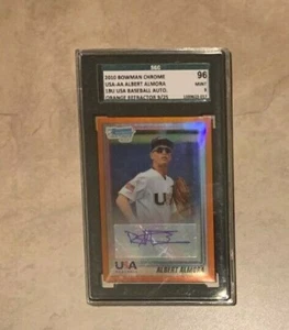 2010 Albert Almora Bowman Chrome Orange Refractor Auto 9/25 Graded SGC 96 9 MINT - Picture 1 of 2