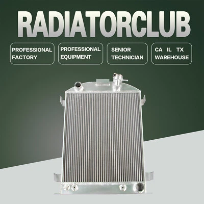 For 1938 Ford Model 81 A 82 A 85 Chevy V8 Eng 3 Row Aluminum Radiator 20" × 17" - Image 1 of 4