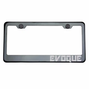 Titanium Gun Metal License Plate Frame EVOQUE Laser Etched Metal Screw Cap - Bild 1 von 8