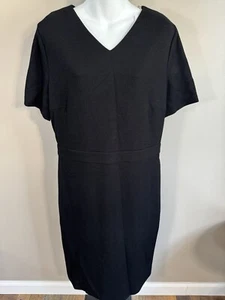 Hugo Boss Helala Textured V Neck Dress Business Wear Size 12 Black - Picture 1 of 11