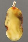Genuine BALTIC AMBER 14K GOLD Large Egg Yolk White Pendant 6.1g 220526-5