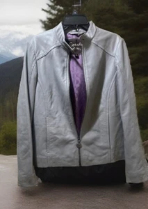Chaqueta de cuero gris para mujer COACH 1941. Talla M. ¡Excelente estado! - Imagen 1 de 8
