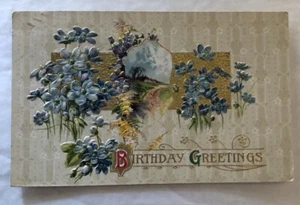 Birthday Greetings Embossed Postcard (F1) - Picture 1 of 2