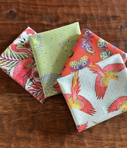 4 Fat Quarters Bundle Free Spirit Tula Pink "Daydreamer" Flamingo Butterfly - Picture 1 of 5