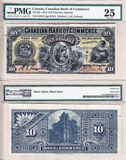 Early Date 1912 $10 Canadian Bank of Commerce Large Size note. PMG VF25