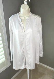 COS Shirt SZ 10 Tunic Top V-Neck Split Neck Modal Classy Quiet Luxury Designer - Picture 1 of 9