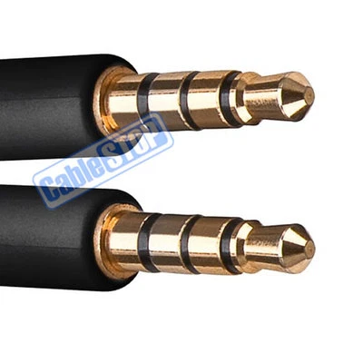 Short 50cm Slim 4 Pin 3.5mm Headphone Aux Audio Mic 4 Pole Stereo Phone Cable - Image 1 of 3