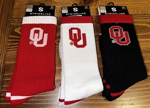 NEW STRIDELINE OKLAHOMA OU SOONERS Mens Socks Crew Pair Size M-L RED WHITE BLACK - Picture 1 of 20