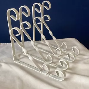 Set di 4 staffe da mensola decorative 20 x 20 cm in ferro battuto bianco - Foto 1 di 8