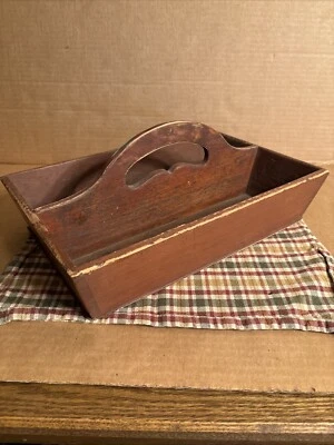 Bolso de cubiertos de principios del siglo XIX con gran construcción de cola de milano Lg, rojo-marrón Foto 1 de 4