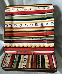 TABLETOPS GALLERY ~ "RIO GRANDE STRIPE" 10 1/2" SQUARE PLATE ~ 1 or ALL~1+ SHIP  - Picture 1 of 6