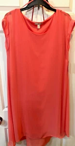 Dana Buchman Sheath Dress Sheer Lined Chiffon Retro Glam Coral Size M NEW w TAG - Picture 1 of 5