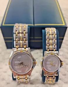 Jostens His & Hers Matching 2000 Watch GREAT CONDITION!! 2 Toned Band Round Dial - Picture 1 of 24