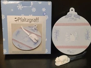 Pfaltzgraff Winter Frost Cheese Tray & Sculpted Polar Bear Slicer 295-222-00 - Picture 1 of 9