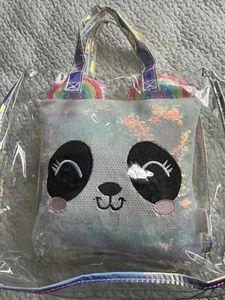 Clear Purse PVC Bag Handbags for Women Girls Iridescent Trim FREE PANDA PILLOW - Picture 1 of 10