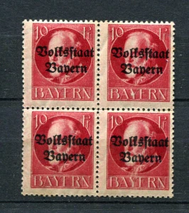 German States - Bayern : 10 Pfennig Volksstaat Bayern block of 4 - mint - Picture 1 of 2