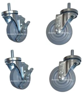 4PB2I-SET 4 Inch Threaded Stem Caster Set with TPR Wheels, Set of 4 - Picture 1 of 2
