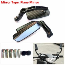Pair Rectangle Rear View Mirrors 8mm 10mm Carbon Fiber For Motorcycle Bike