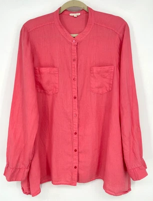 Blusa Eileen Fisher Mujer L Rosa 100% Lino Irlandés Abotonada 2 Bolsillos en el Pecho Foto 1 de 4