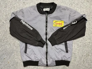 Kodak Polychrome Jacket Mens Large Gray Black Bomber Zip Advertising Graphic - Picture 1 of 13