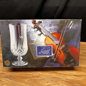 Cristal d’Arques France “LONGCHAMP” 11.75oz Set of 4 Iced Tea Goblets NEW In Box - Picture 1 of 11