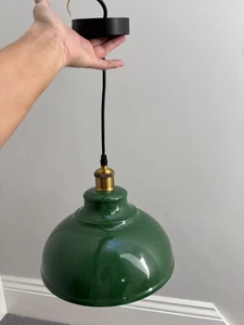 Green Ceiling Lampshade Pendant Mid Century  - Picture 1 of 6