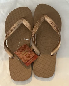 Havaianas Women's Thong Flip-Flop Rose Gold Size: 9/10 New - Picture 1 of 5