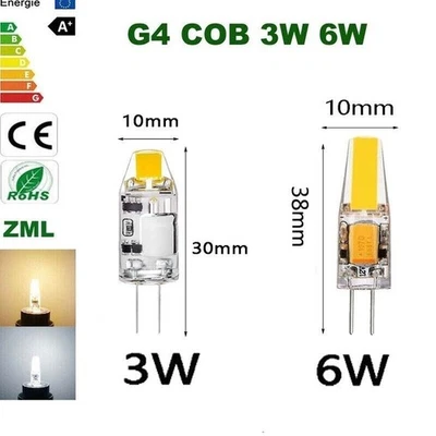 G4 led COB  3W 6W  Birne Warmweiß Weiß Dimmbar Glühlampe Mini lampe AC/DC 12V - Bild 1 von 4