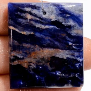 Sodalite Rectangle Cabochon Drilled Loose Gemstone 61 Ct. 32X28X6 mm A-27400 - Picture 1 of 2