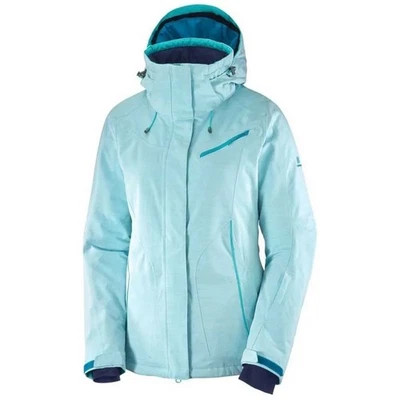 SALOMON - women’s Fantasy Jacket light blue snow ski hooded full zip up Coat S - Image 1 of 4