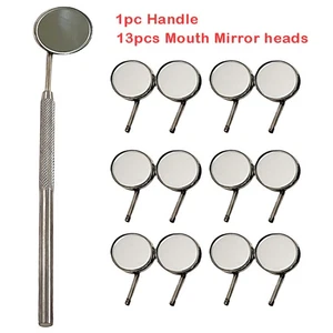 Premium 13 x Dental Mouth Mirror heads Cone Socket #4 Plain + Free Handle NEW - Picture 1 of 6