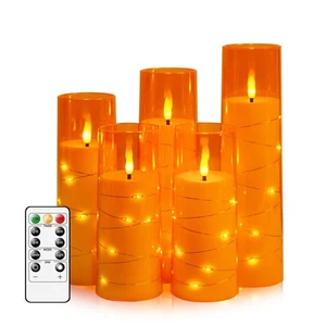Flammenlose LED Kerzen mit Timer 5 Stück Flackernde Flammenlose Kerzen für Romantische... - Bild 1 von 6