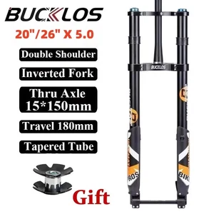 Suspension Fork 15*150mm Daul Shoulder 180mm Travel Electric Bike Inverted Forks - Picture 1 of 8