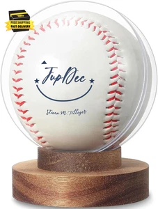 Baseball Vitrine, runder klarer Ballhalter mit Holzsockel, Autogramm Baseb - Bild 1 von 6